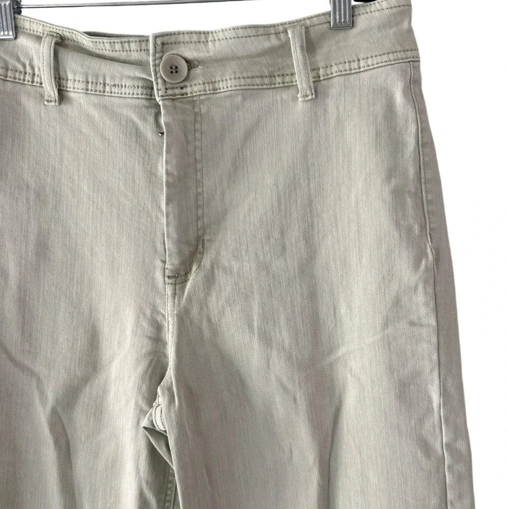 OAT New York Sage Green Raw Hem Widie Leg Jeans Size 10